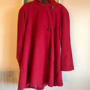 Vintage Anne Klein II Red Wool Coat with Hood